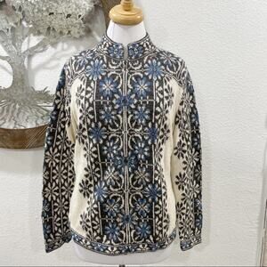 NWT Intiwara Handknit Bolivian Alpaca Zip Front Cardigan Sweater Jacket Large